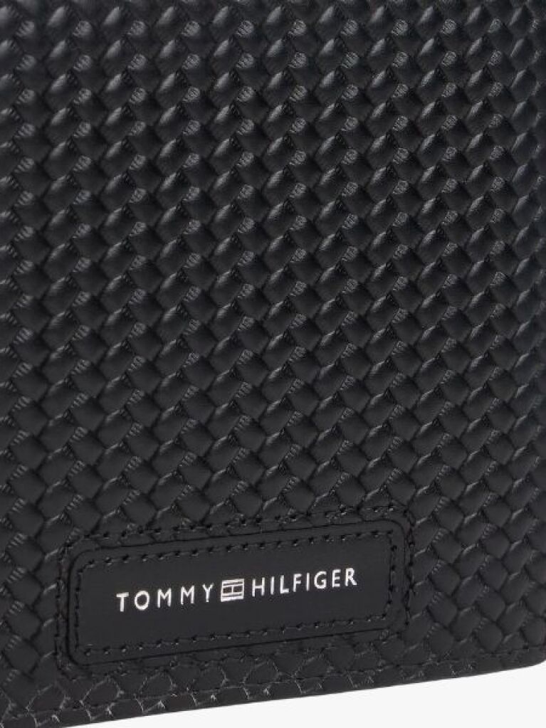 Black TH Woven Texture Flap Wallet  Men