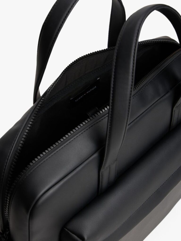 Black Hilfiger Flag Ribbed Pocket Laptop Bag  Men
