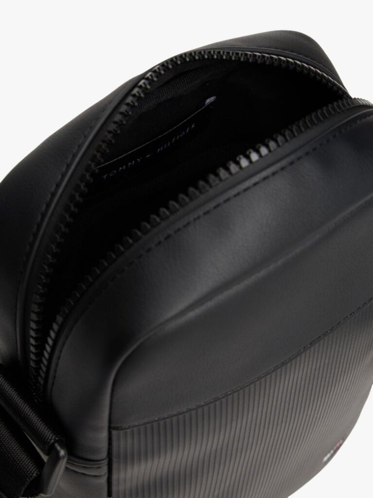 Black Hilfiger Flag Ribbed Crossbody Reporter Bag  Men