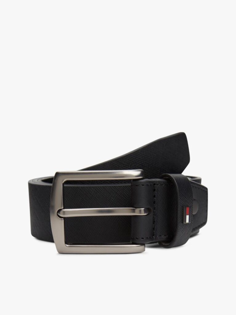Black Denton Adjustable Textured Leather Belt  Men