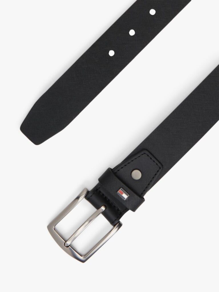 Black Denton Adjustable Textured Leather Belt  Men
