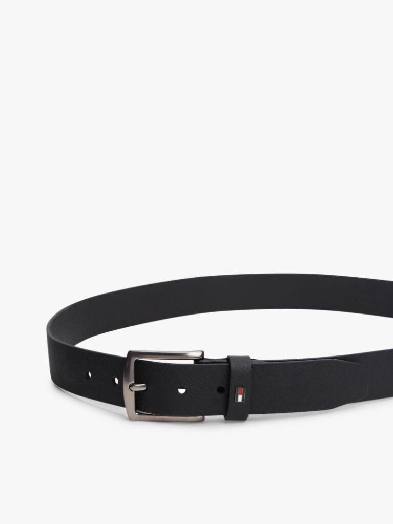 Black Denton Adjustable Textured Leather Belt  Men