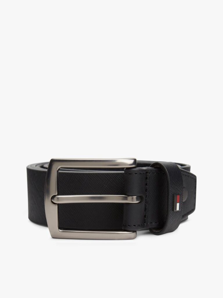 Black Denton Adjustable Textured Leather Belt  Men