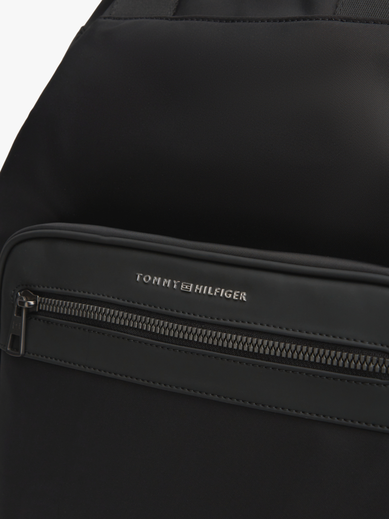 Black Metal Logo Crossbody Sling Bag  Men