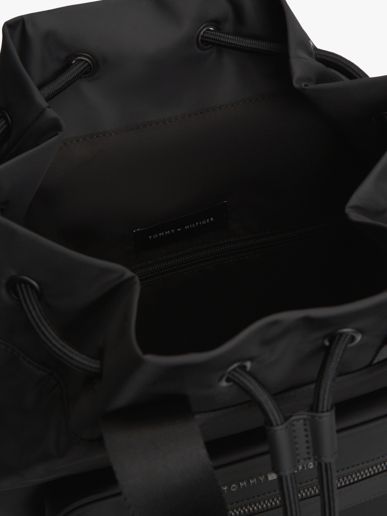 Black Metal Logo Crossbody Sling Bag  Men