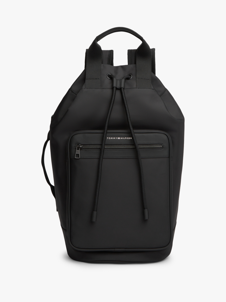 Black Metal Logo Crossbody Sling Bag  Men
