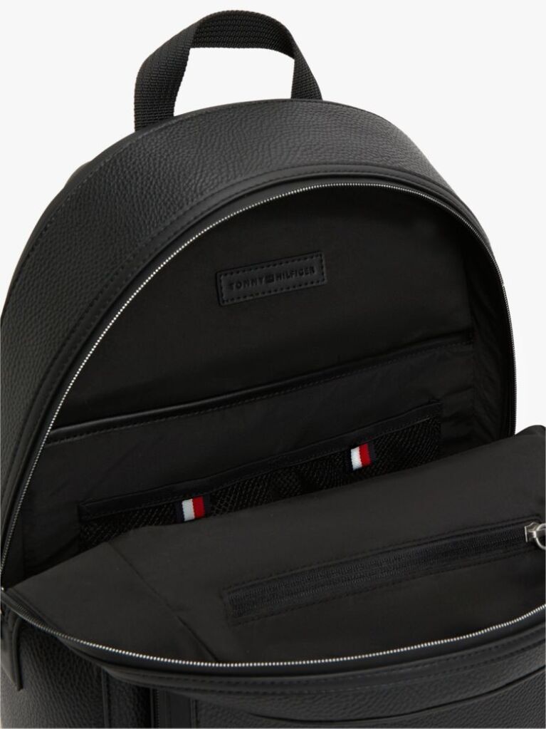 Black Signature Tape Plaque Dome Backpack  Men