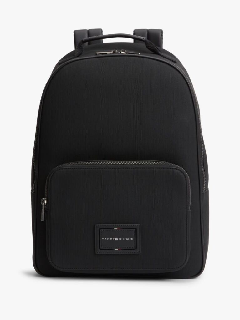Black Logo Patch Dome Backpack  Men