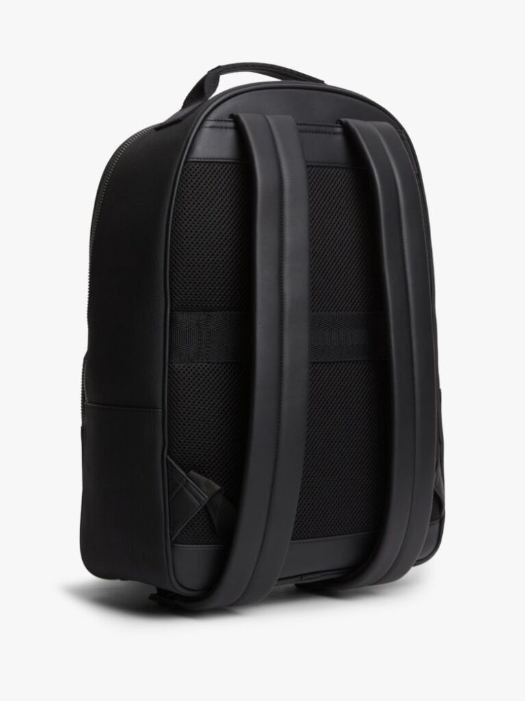 Black Logo Patch Dome Backpack  Men