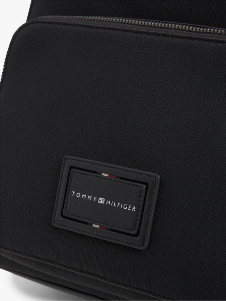 Black Logo Patch Dome Backpack  Men
