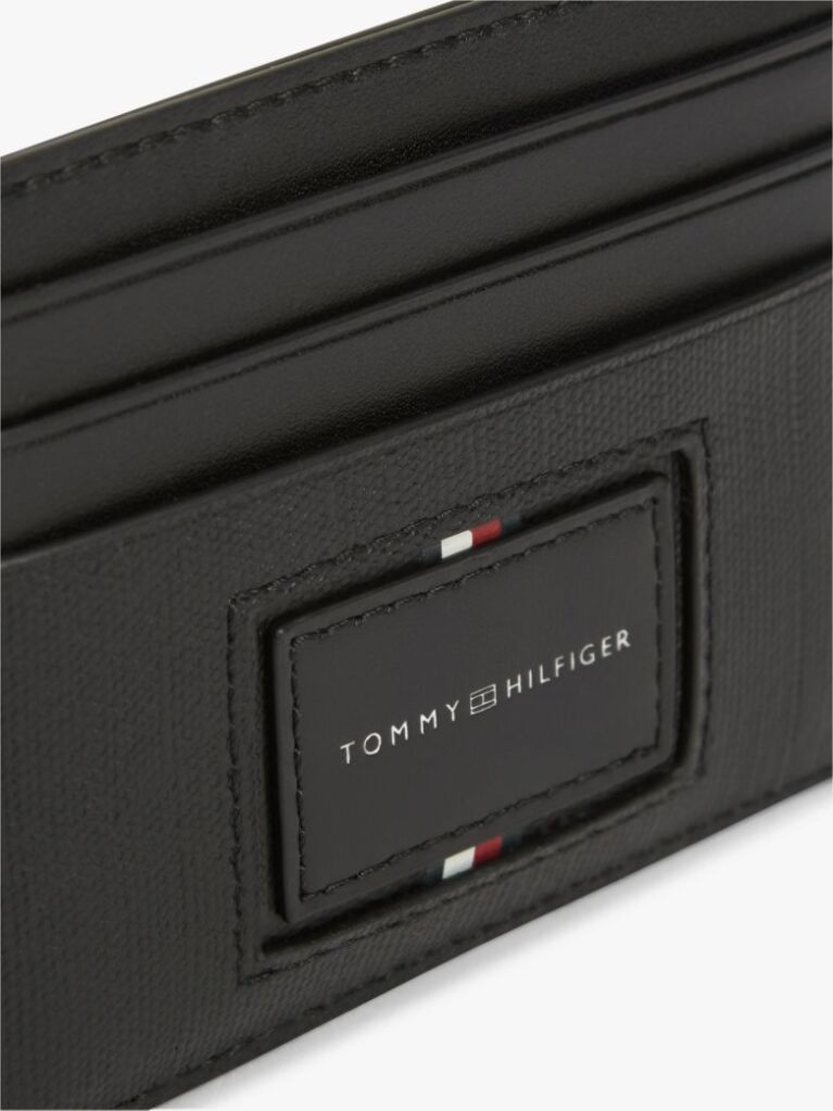 Black Leather Caviar Grain Card Holder  Men