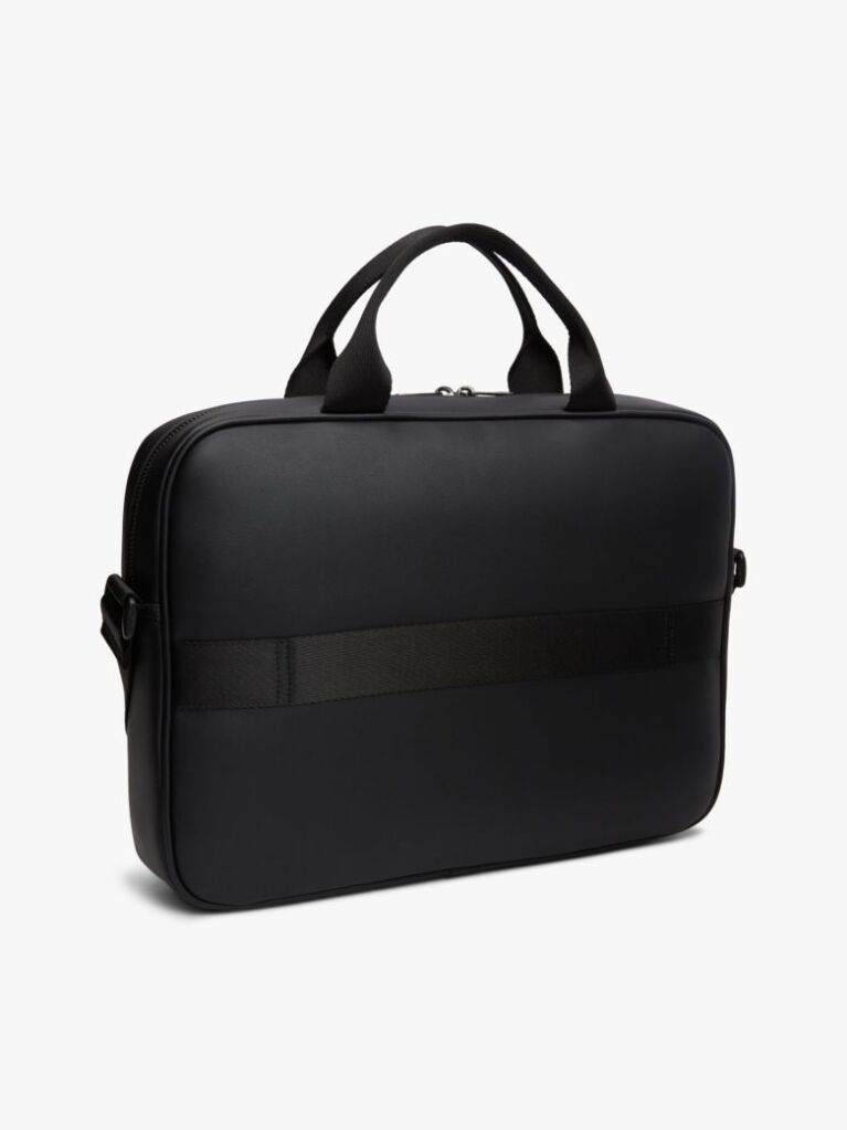 Black Signature Tape Crossbody Laptop Bag  Men