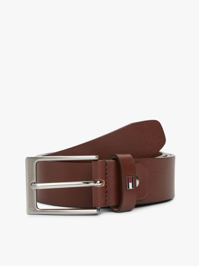 Brown Rectangular Buckle Adjustable Leather Belt  Men