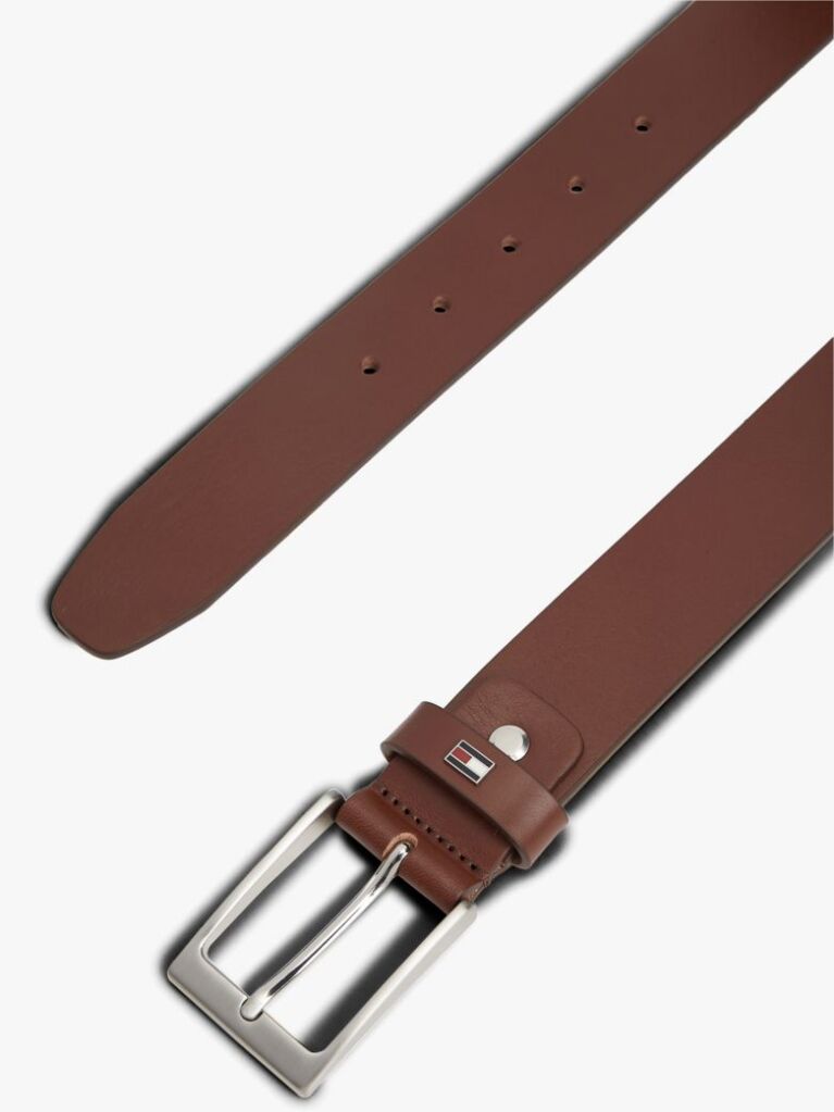 Brown Rectangular Buckle Adjustable Leather Belt  Men