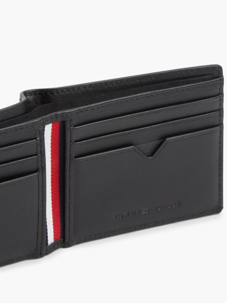 Black Perforated Leather Bifold Wallet  Men