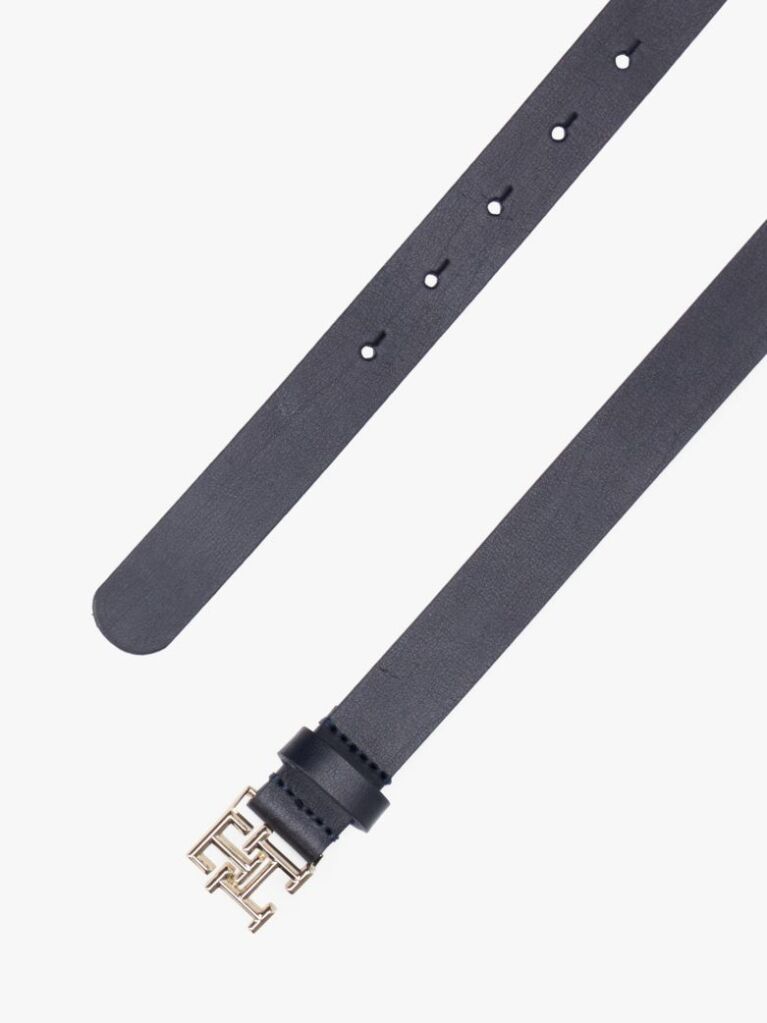 Blue TH Emblem Plaque Leather Belt  Women