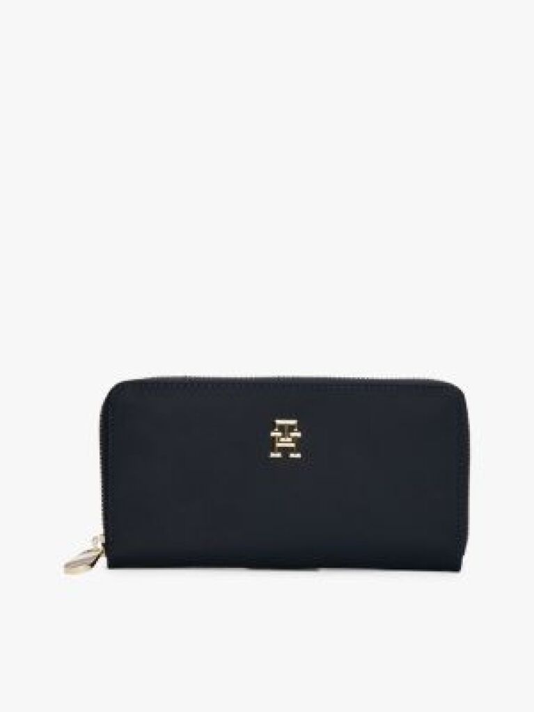 Blue Large Textured Monogram Wallet  Women