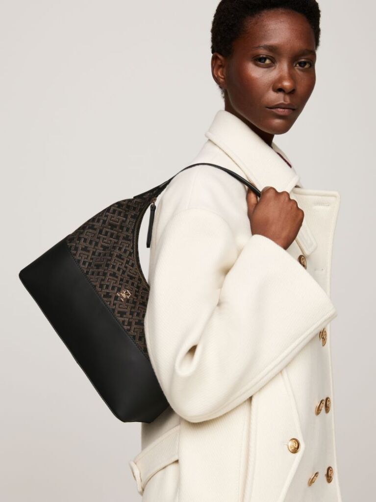 Black TH Monogram Jacquard Shoulder Bag  Women