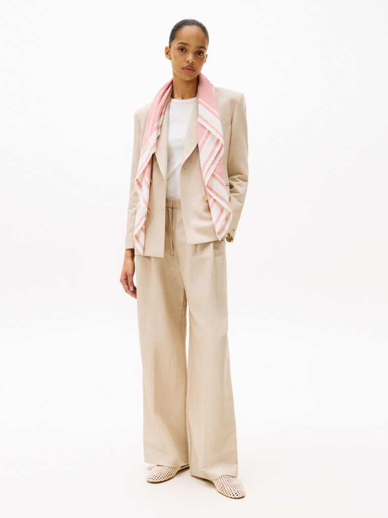 Pink Chic Silk Blend Square Scarf  Women