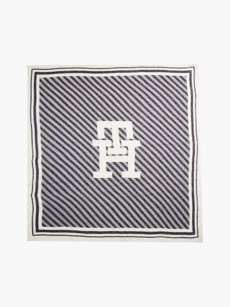 Blue Linen Square Scarf  Women