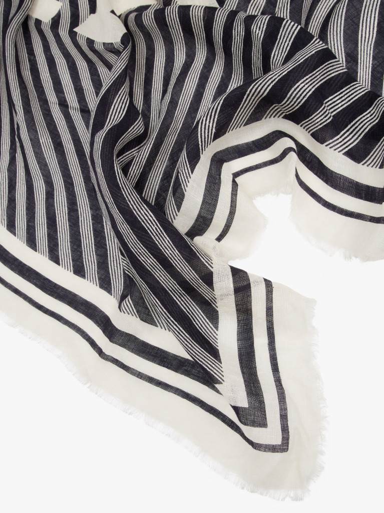 Blue Linen Square Scarf  Women