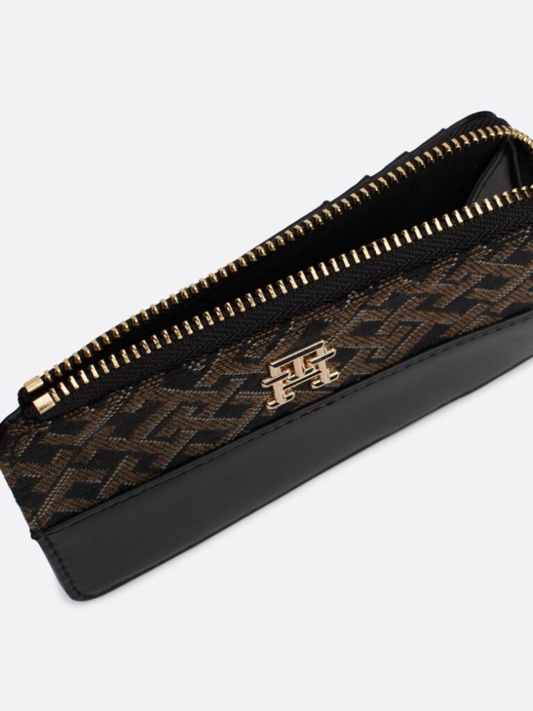 Black TH Monogram Jacquard Slim Wallet  Women
