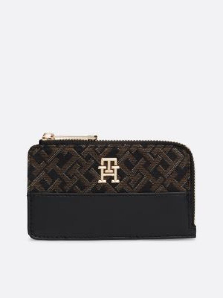 Black TH Monogram Jacquard Slim Wallet  Women