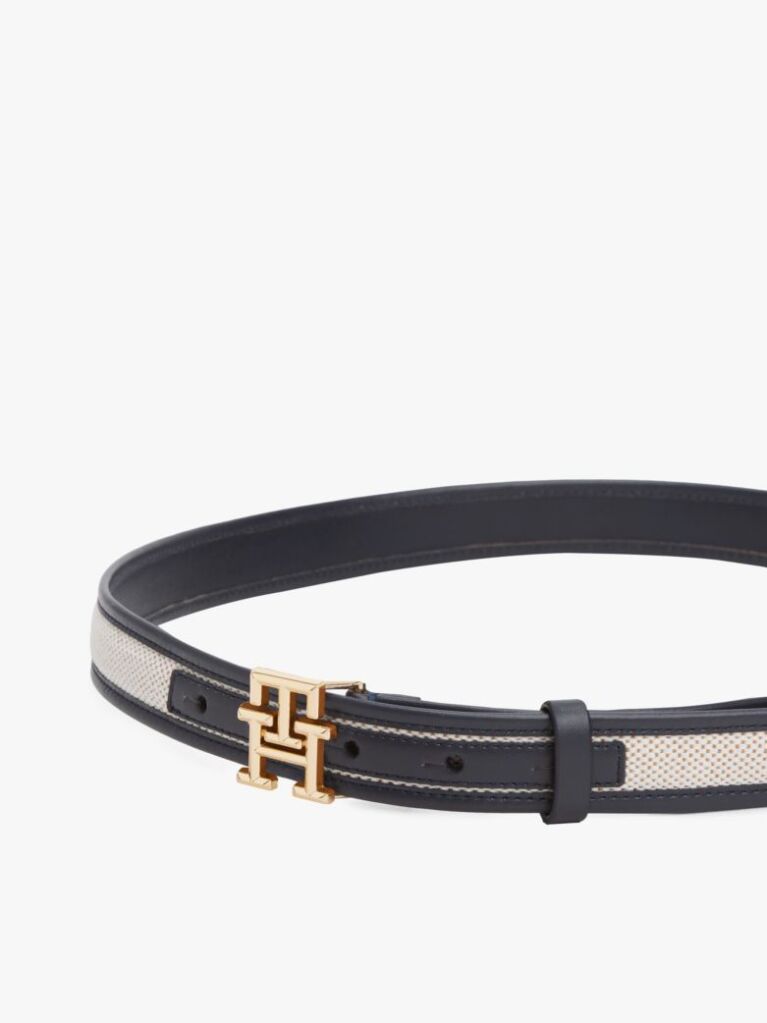 Blue TH Monogram Leather Belt  Women