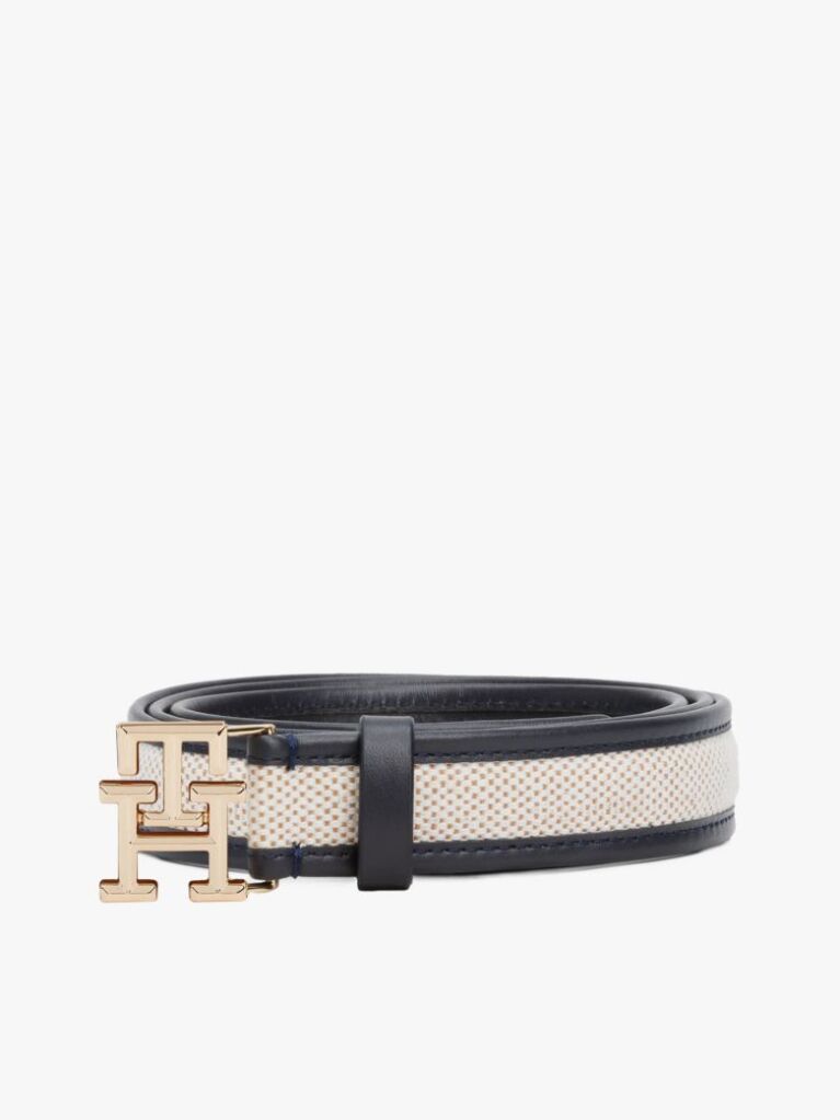 Blue TH Monogram Leather Belt  Women