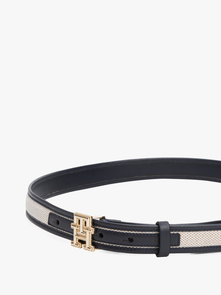 Blue TH Monogram Leather Belt  Women