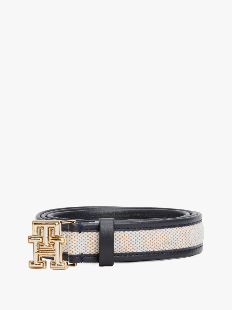 Blue TH Monogram Leather Belt  Women
