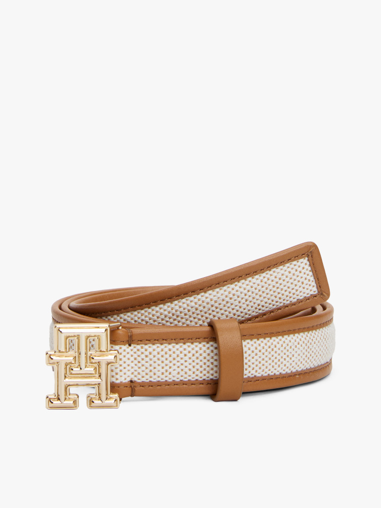 Brown TH Monogram Leather Belt  Women