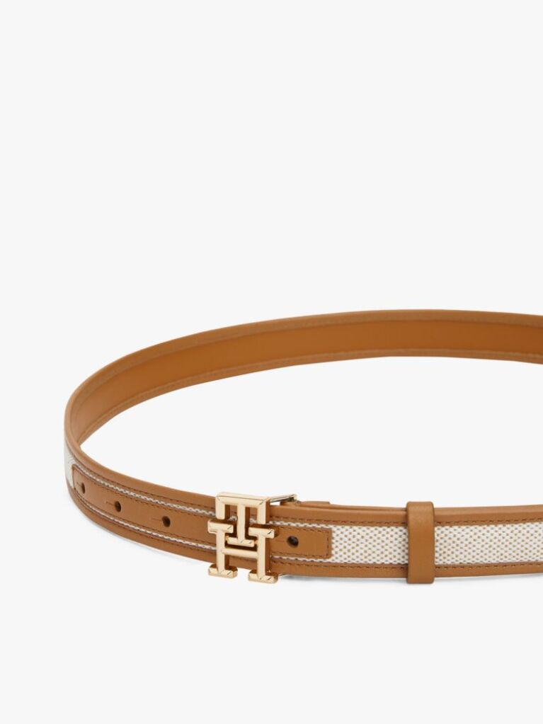 Brown TH Monogram Leather Belt  Women