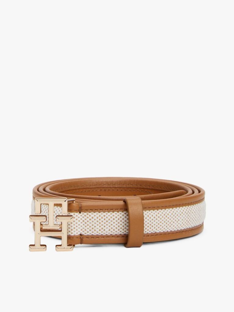 Brown TH Monogram Leather Belt  Women