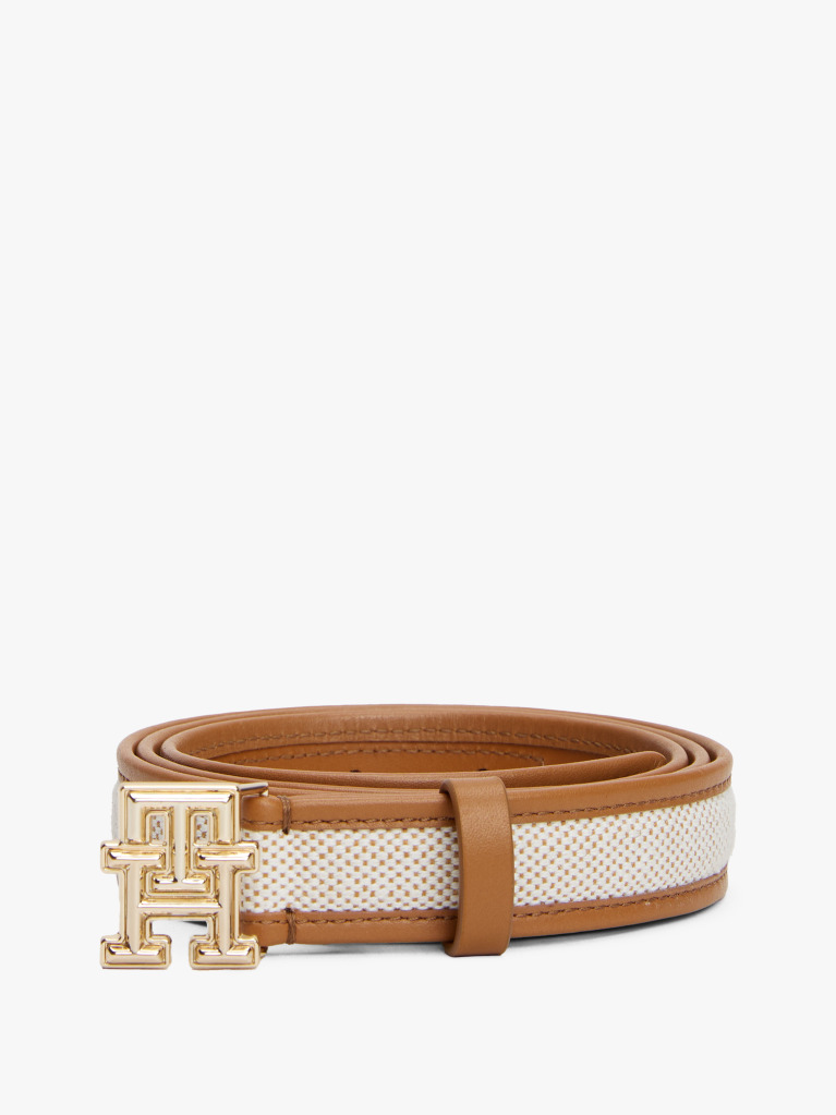 Brown TH Monogram Leather Belt  Women