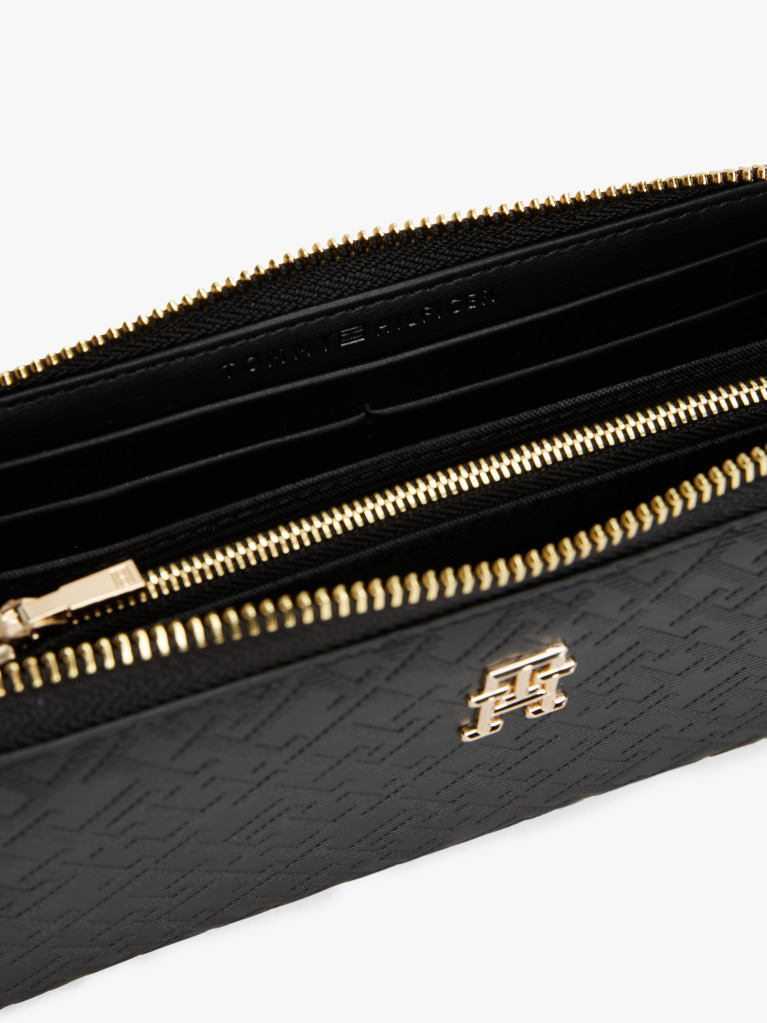 Black TH Monogram Zip-Around Wallet  Women