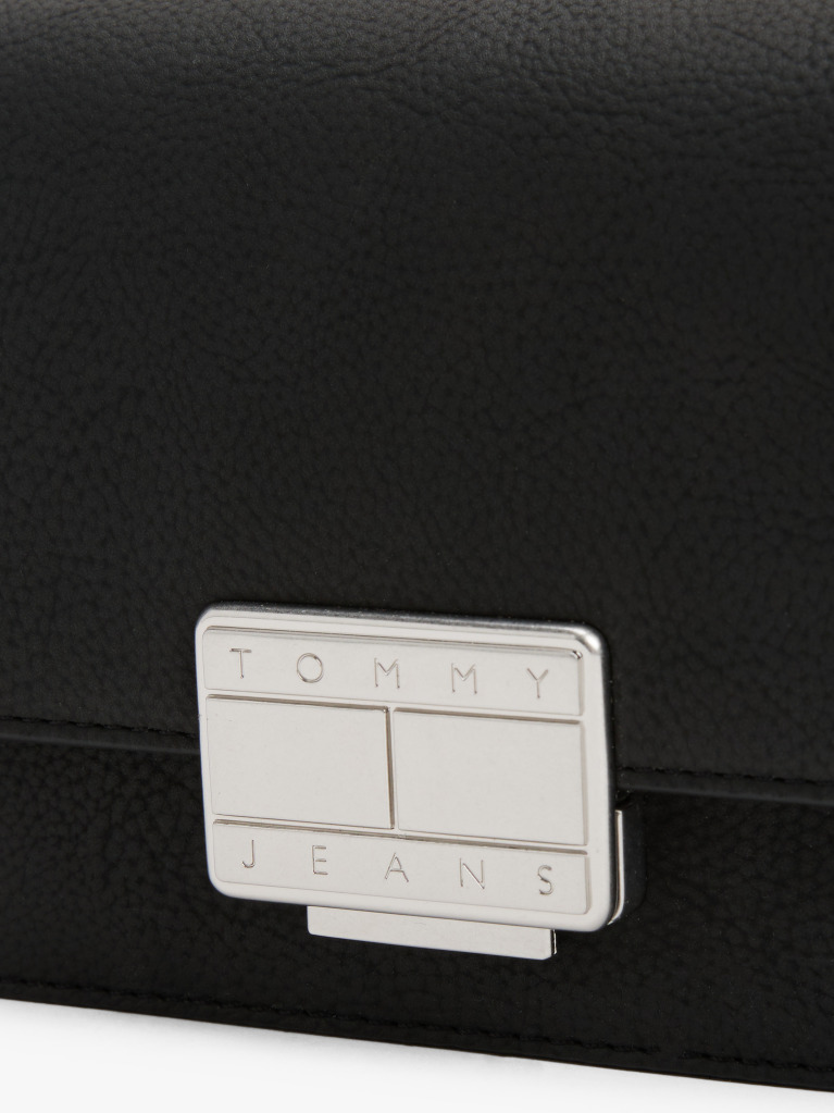 Black Logo Plaque Flap Crossbody Bag  Women