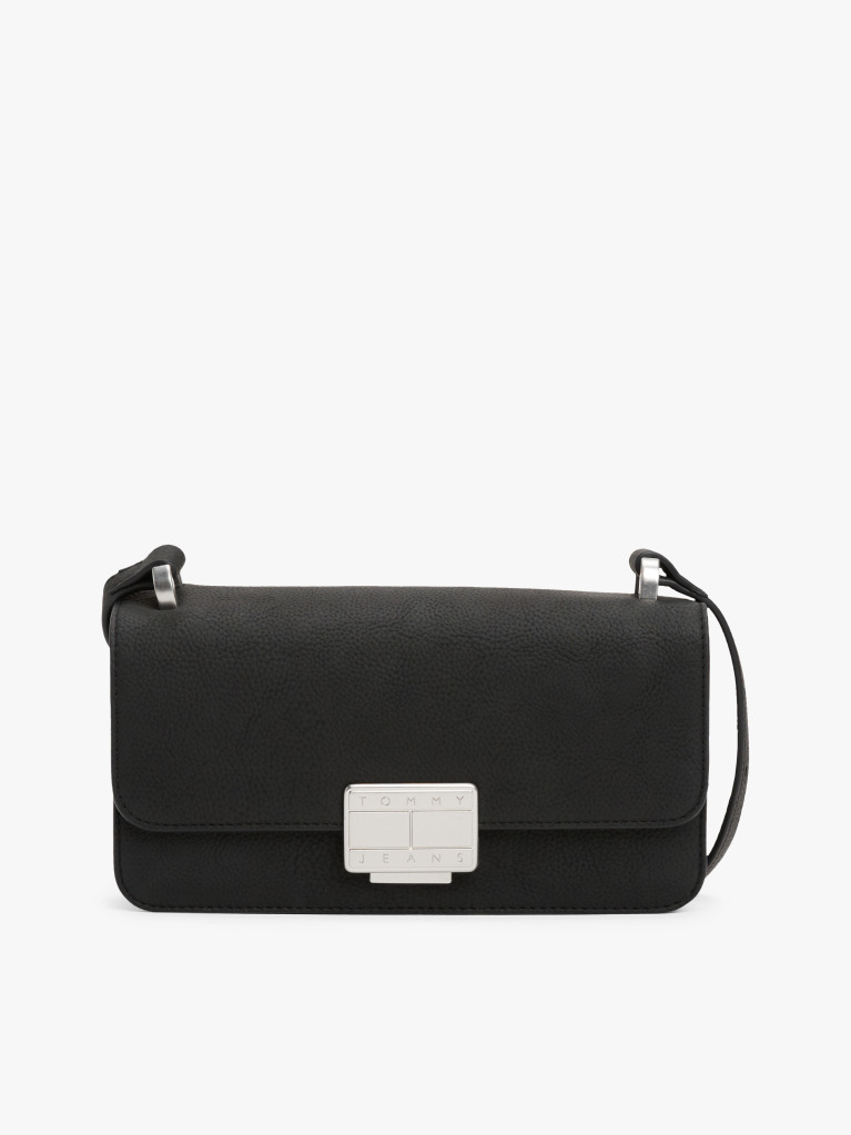 Black Logo Plaque Flap Crossbody Bag  Women