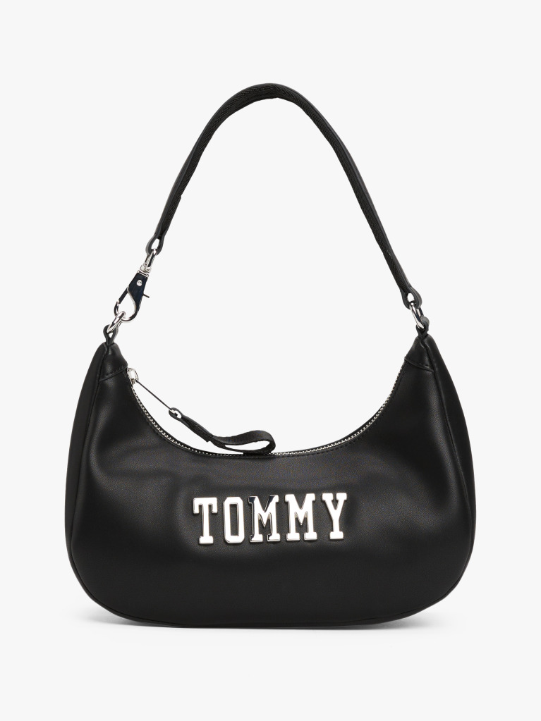 Black Metal Logo Shoulder Bag  Women