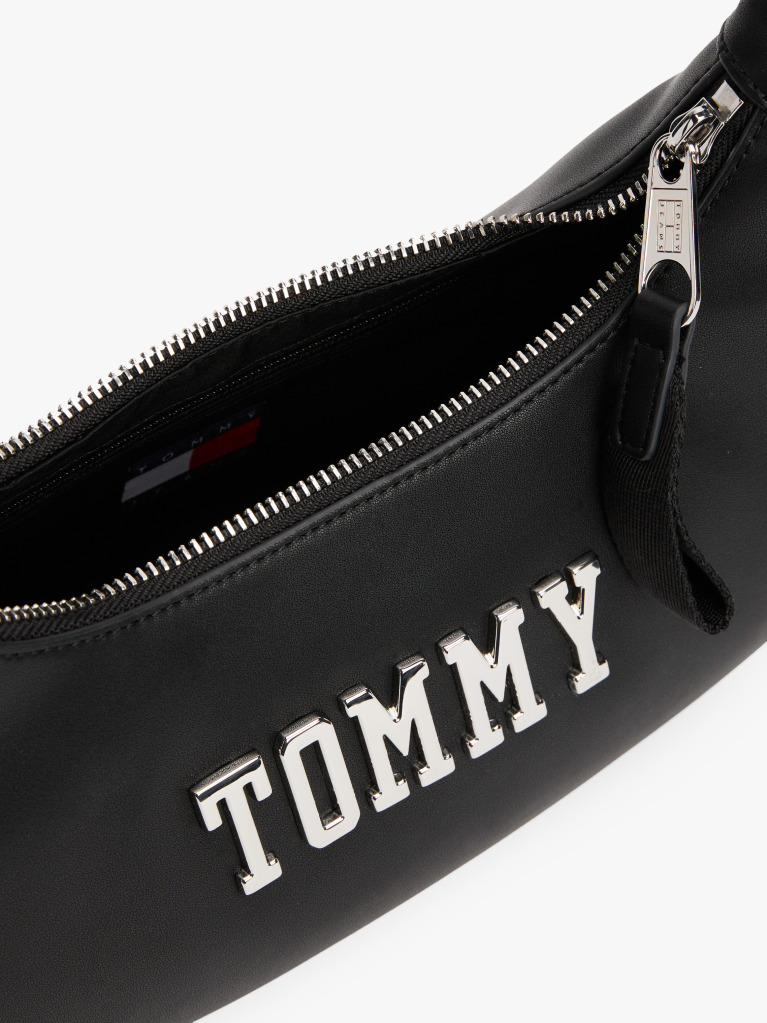 Black Metal Logo Shoulder Bag  Women