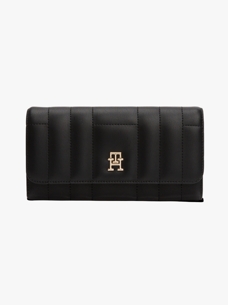 Black TH Feminine Large Flap Wallet   Women