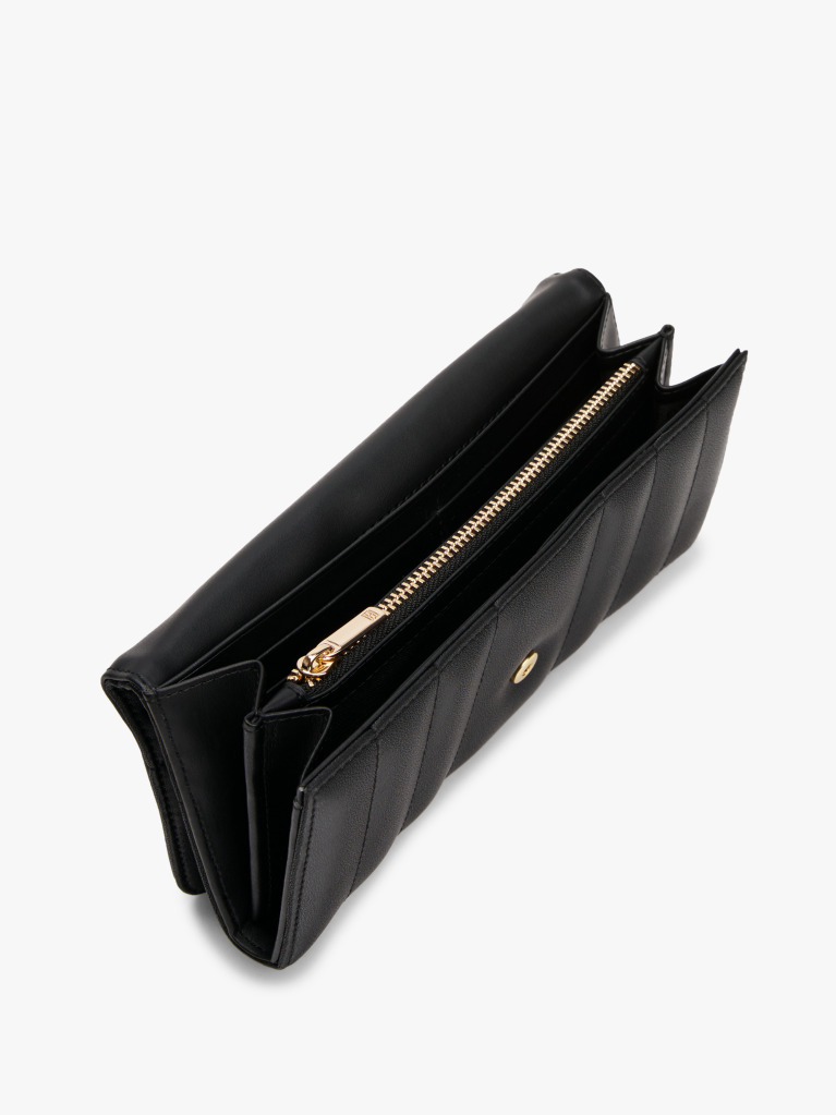 Black TH Feminine Large Flap Wallet   Women