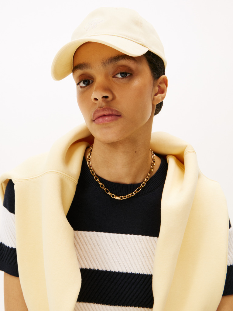 Yellow TH Monogram Embroidery Baseball Cap  Women