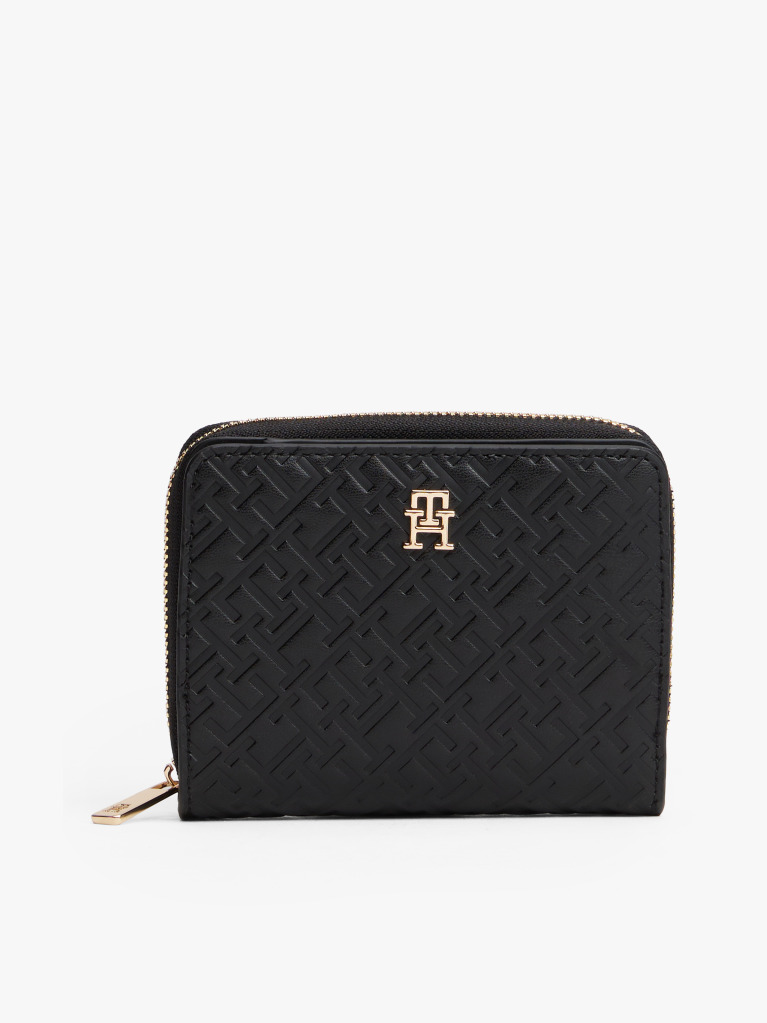 Black TH Monogram Zip-Around Flap Wallet  Women