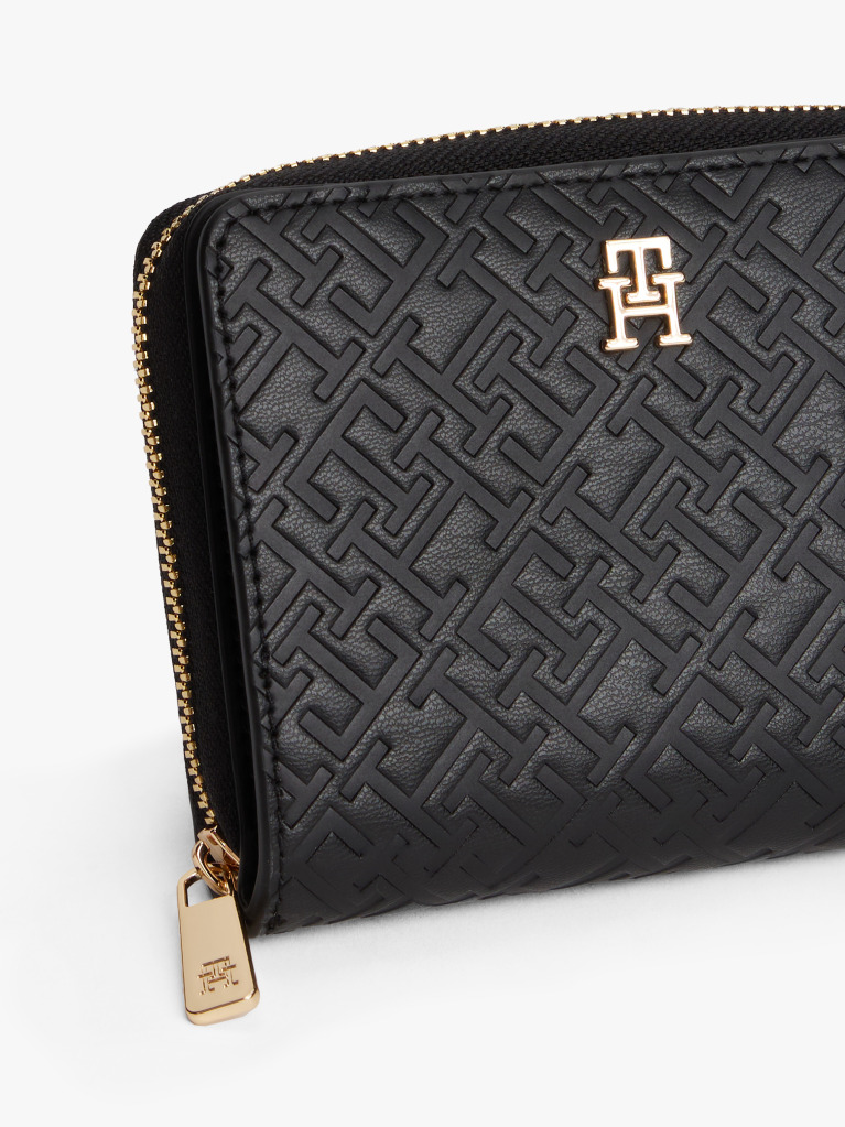 Black TH Monogram Zip-Around Flap Wallet  Women