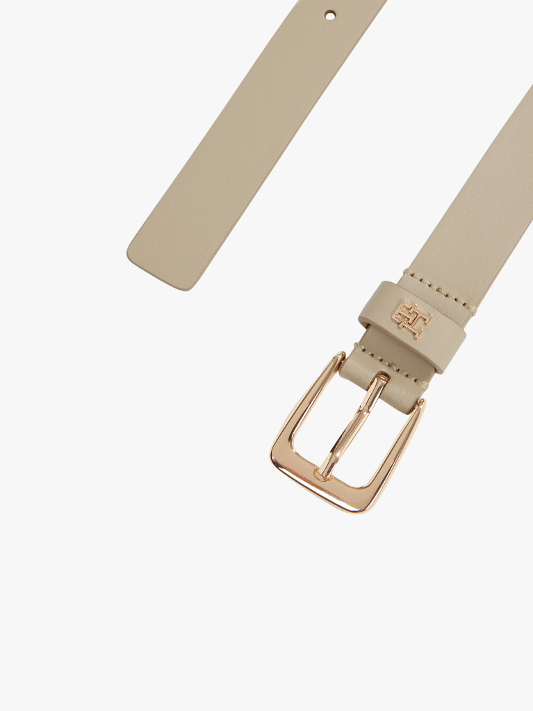 Beige TH Monogram Leather Belt  Women