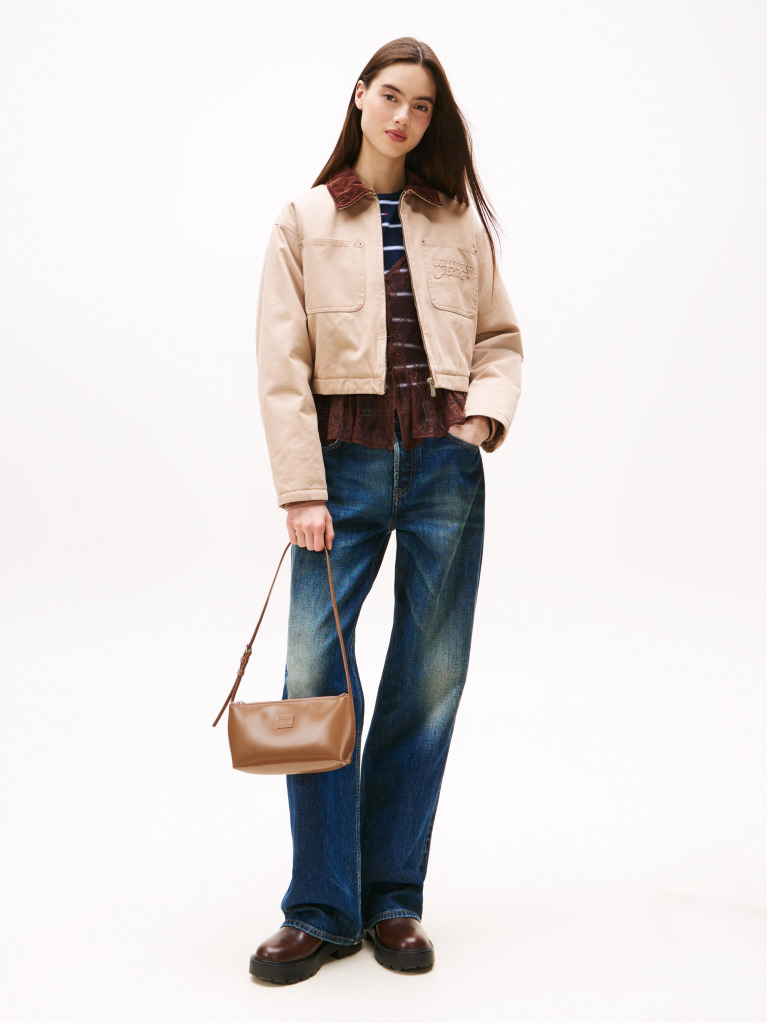 Brown Shiny Logo Plaque Shoulder Bag  Women