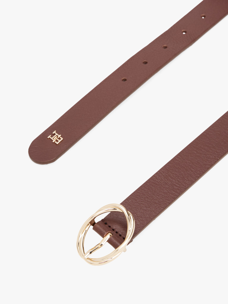Brown Chic Twist Buckle Leather Belt  Women