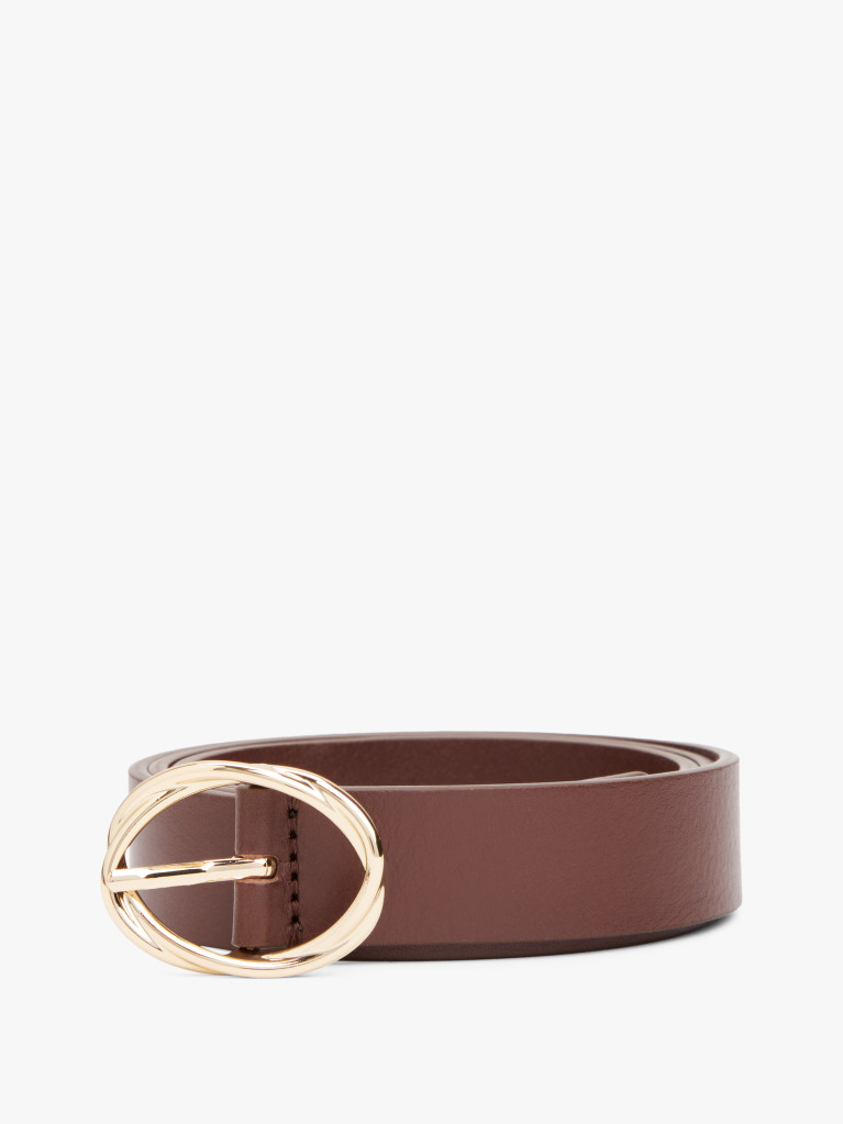 Brown Chic Twist Buckle Leather Belt  Women