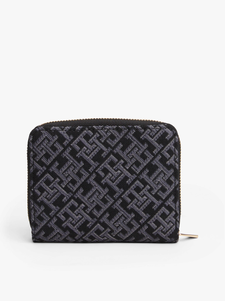 Black Hilfiger Icon Jacquard Logo Zip-Around Wallet  Women